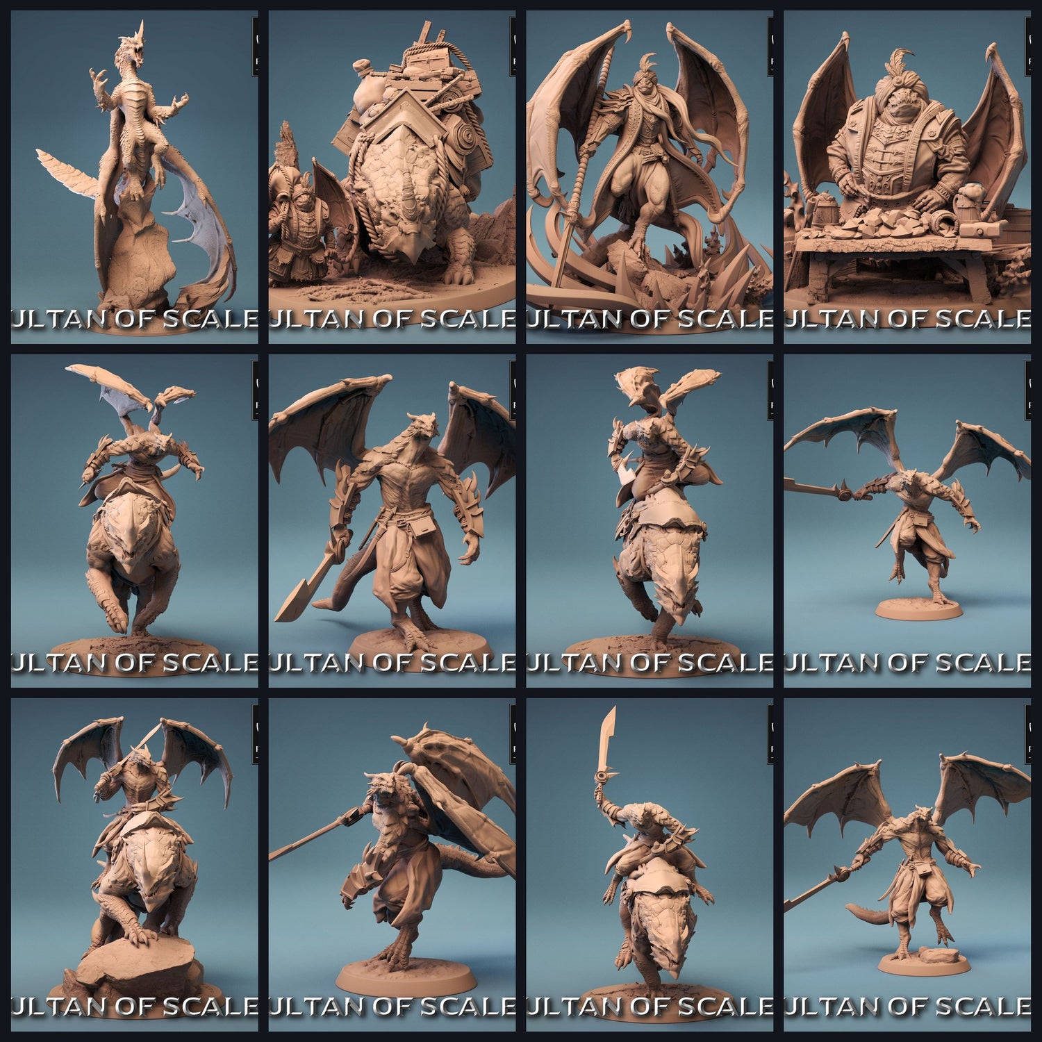 This image is the category image for the release 23_09: Sultan Of Scales - Rescale 3D printed dragons and dragonborn