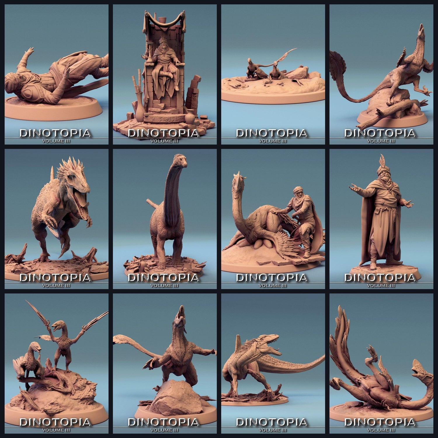 This image is the category image for the release 24_06: Dinotopia III - Desert Nomads, Raptors & Concavenators (Rescale 3D)