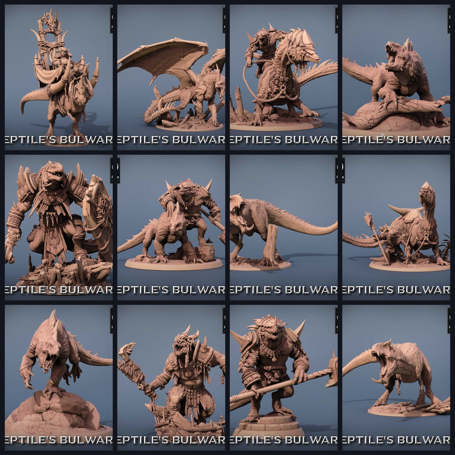 This image is the category image for the release 23_06: Reptile's Bulwark - Lizard & Dinosaur Rescale models