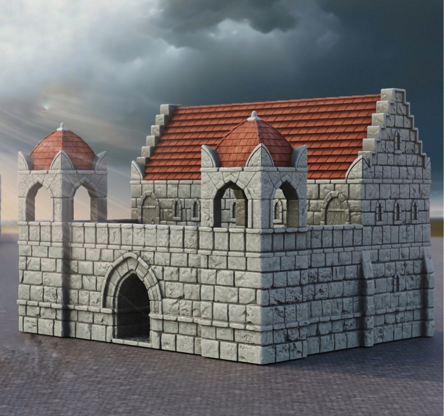 Product photo Tabletop 28mm The Printing Goes Ever On (TPGEO) 0: Ivory City Barracks - Kingdom of Gonthan - Tabletop Terrain