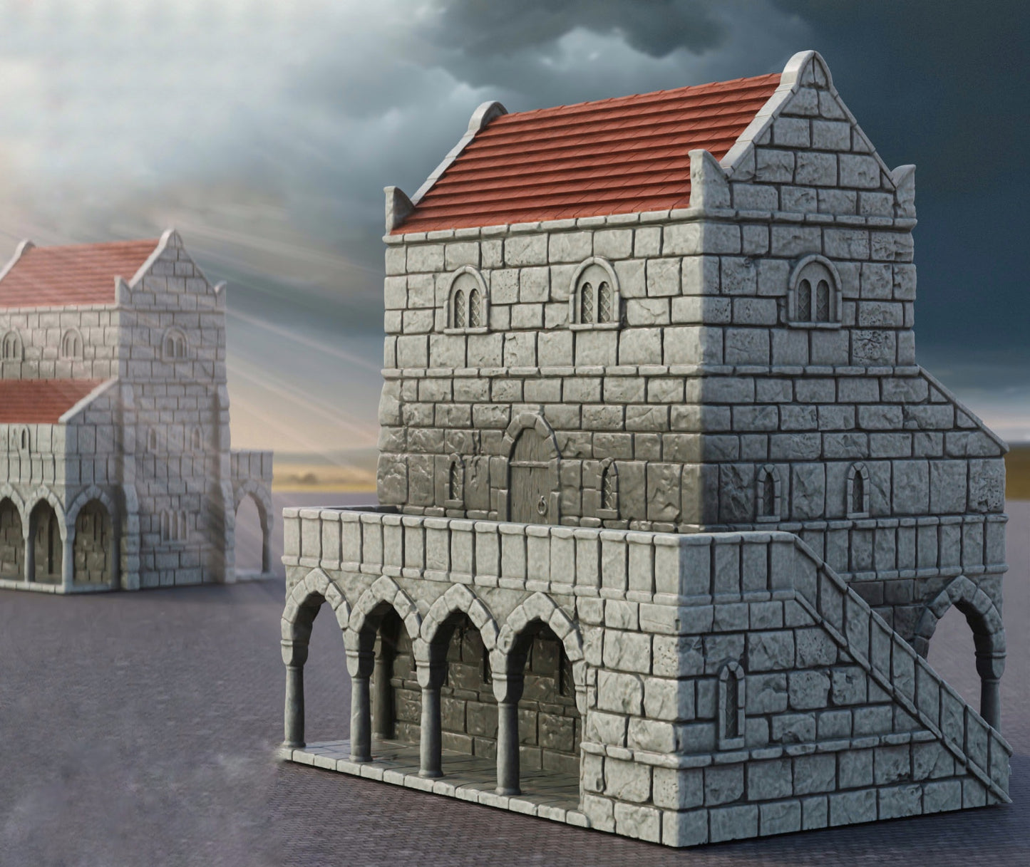 Product photo Tabletop 28mm The Printing Goes Ever On (TPGEO) 0: House B Ivory City - Kingdom of Gonthan Building - Tabletop Terrain