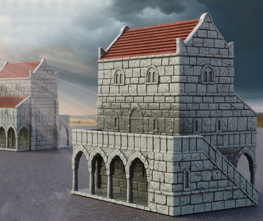 Product photo Tabletop 28mm The Printing Goes Ever On (TPGEO) 0: House B Ivory City - Kingdom of Gonthan Building - Tabletop Terrain