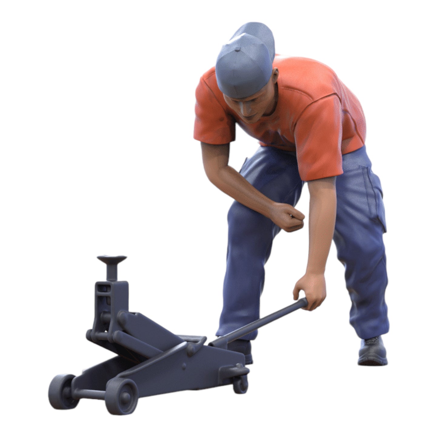 Product photo diorama and model building miniature figure: Mechanic car jack