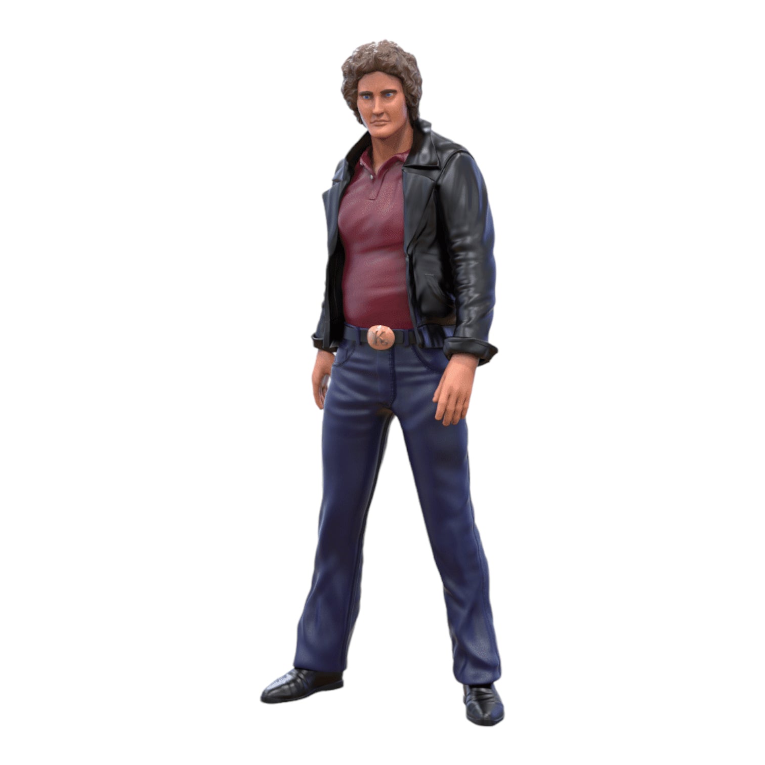 Product photo diorama and model building miniature figure: man in leather jacket