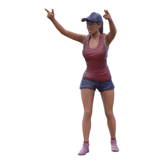 Product photo diorama and model building miniature figure: female fan