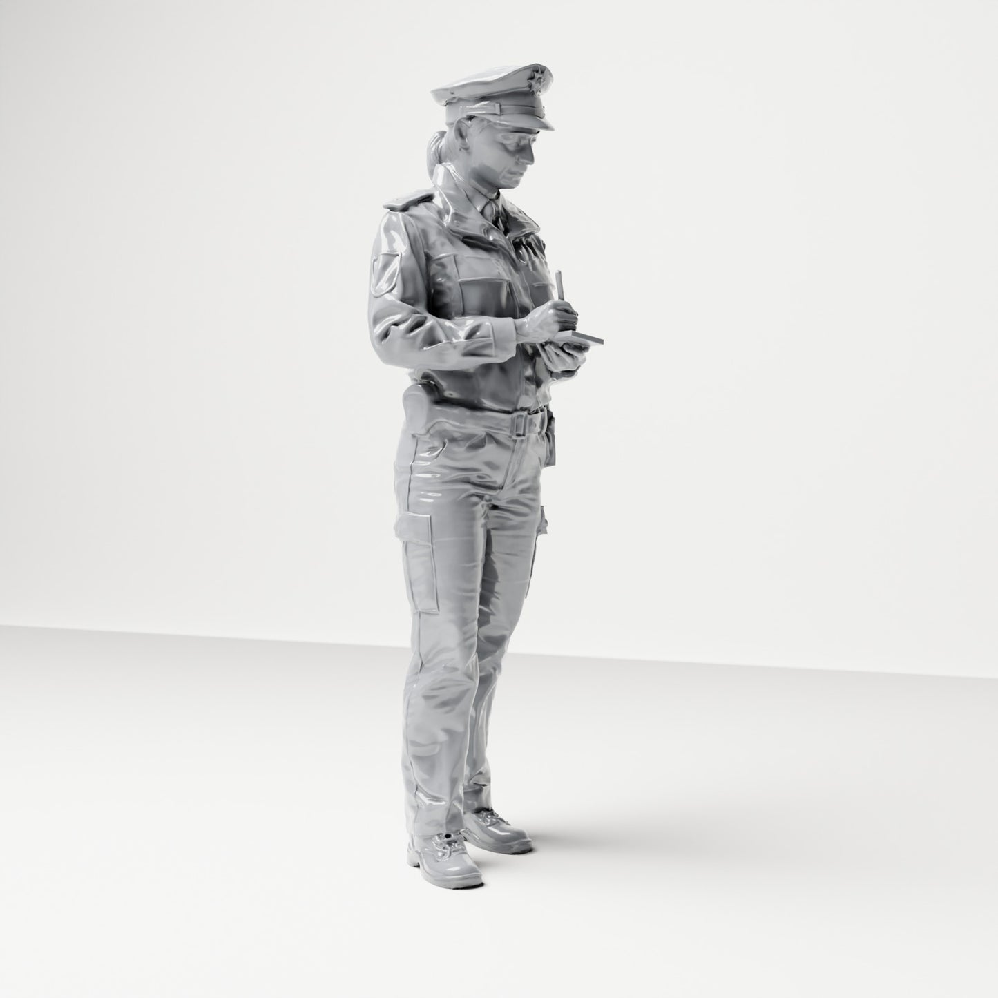 Diorama model building product photo 3: Standing figure: German police officer with service cap and handheld device (B017)