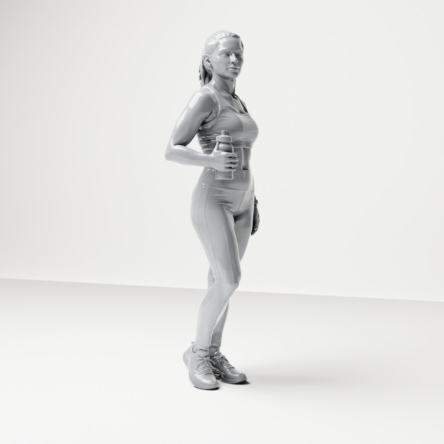 Diorama model building product photo 3: Standing figure: Athlete in training clothes with water bottle (B036)