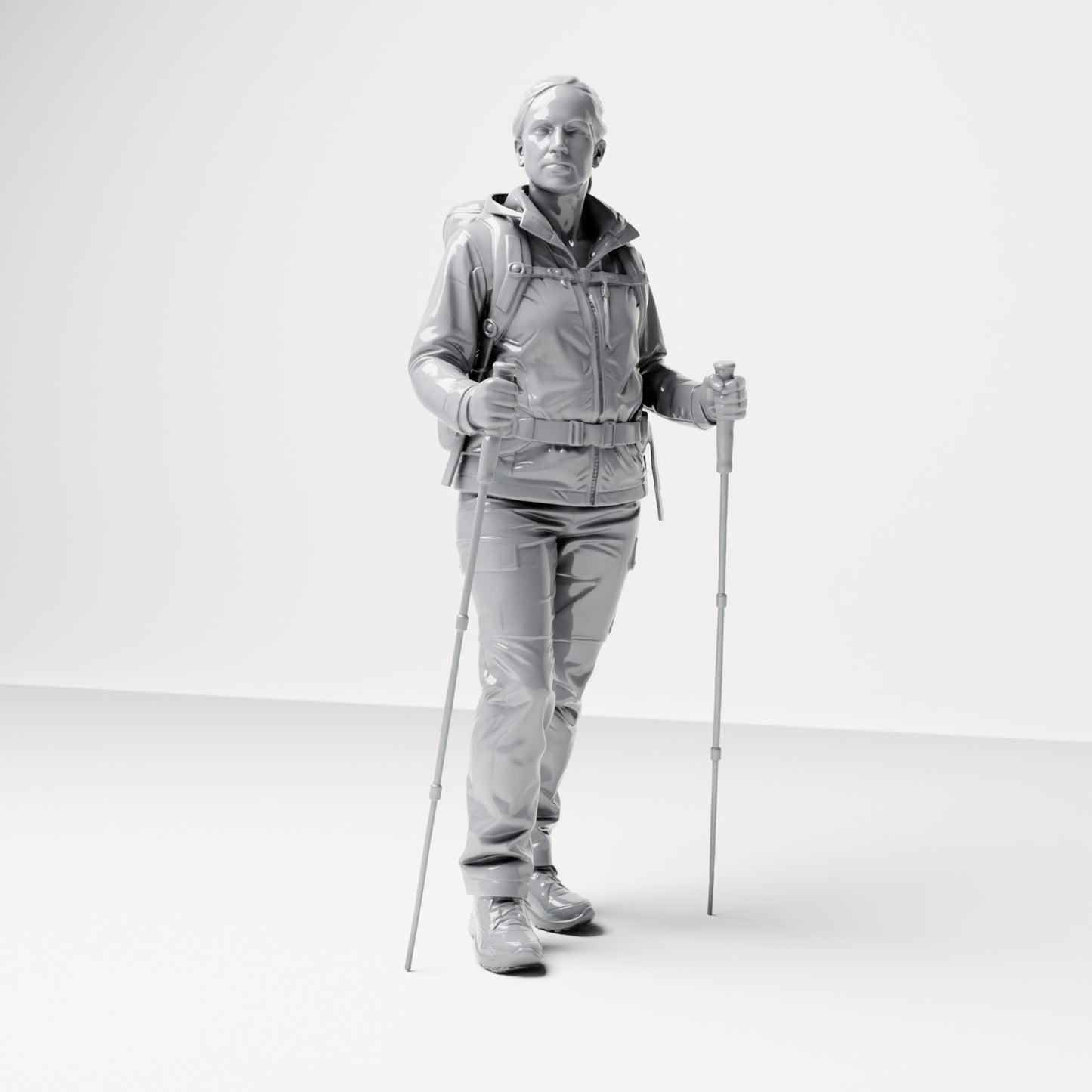 Diorama model building product photo 3: Standing figure: Wanderer with backpack & two trekking poles (B039)