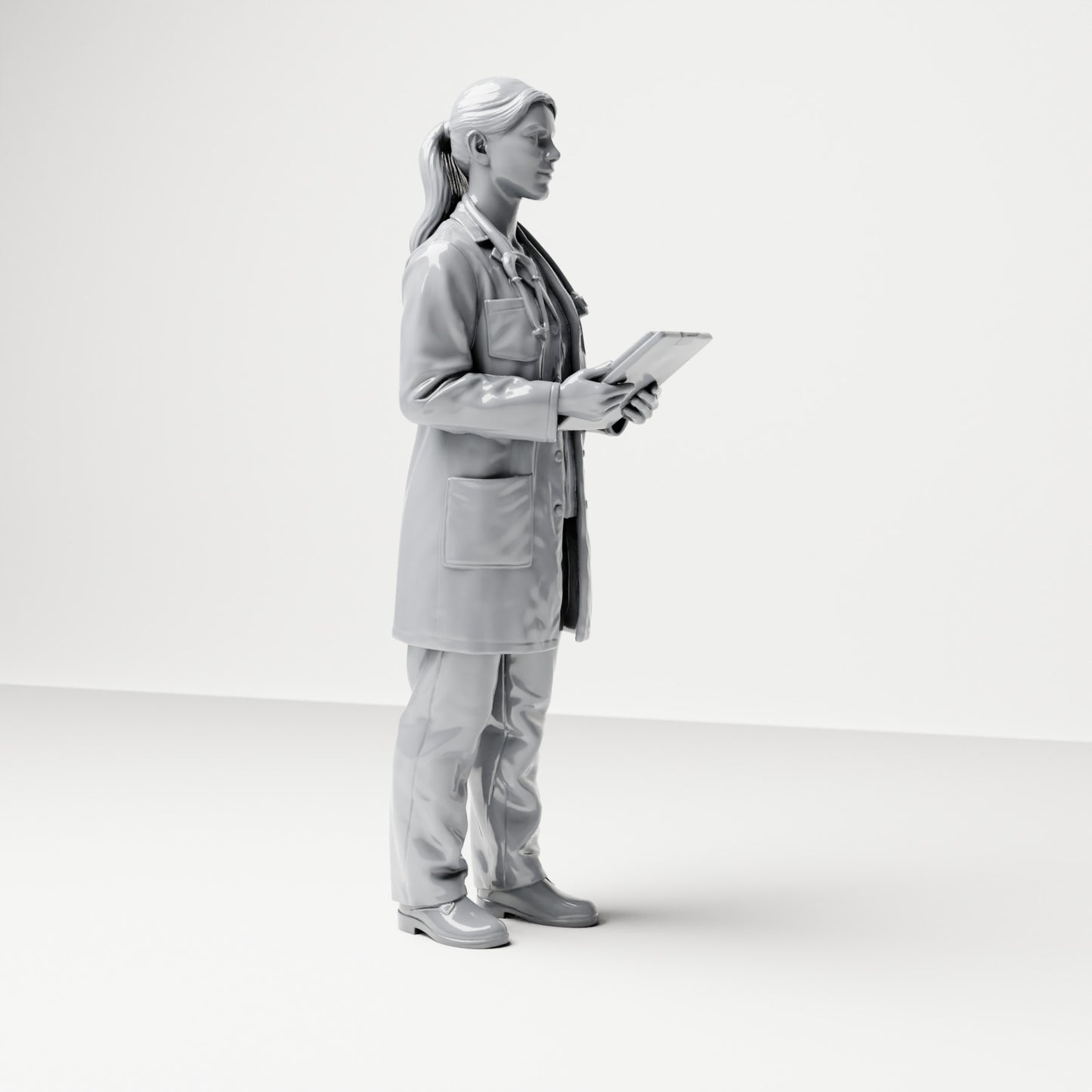 Diorama model-making product photo 3: Standing figure: Doctor with clipboard & stethoscope (B044)