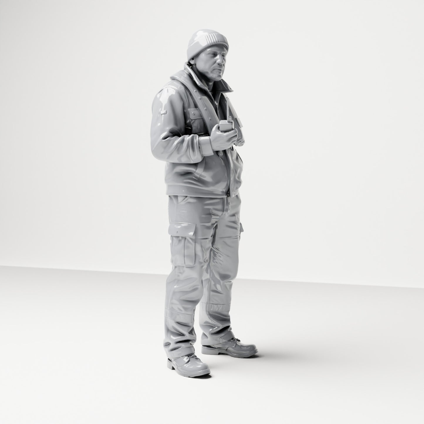 Diorama model-making product photo 3: Standing figure: ship crew member with cap, life jacket & radio (B053)