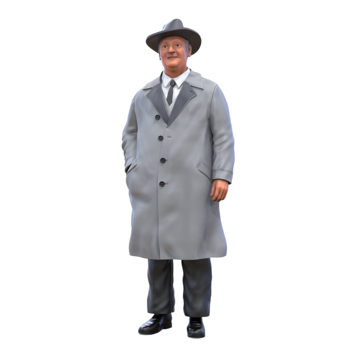 Product photo diorama and model building miniature figure: Old man in coat - 1920s gangster