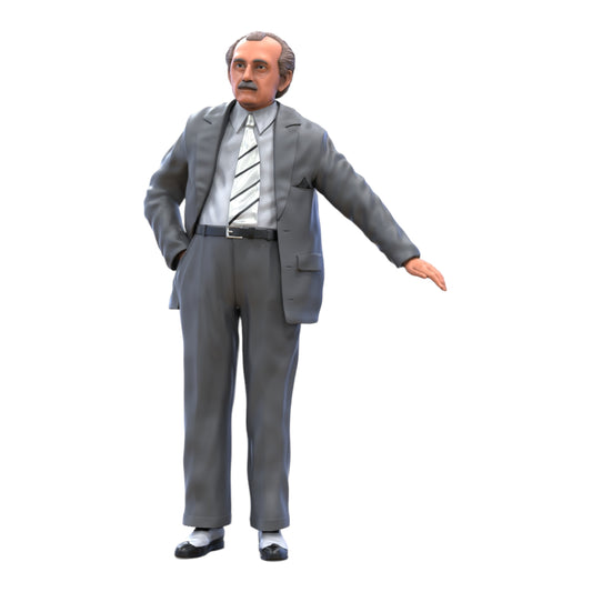 Product photo diorama and model building miniature figure: man in suit and tie