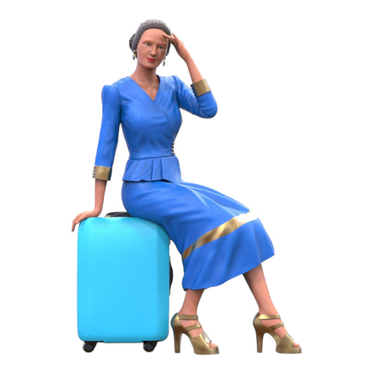 Product photo diorama and model building miniature figure: Woman with luggage