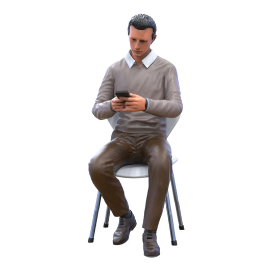 Product photo diorama and model building miniature figure: man on chair