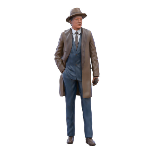 Product photo diorama and model building miniature figure: Vintage man - 1920s gangster in coat
