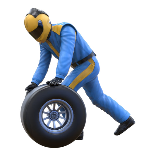 Product photo diorama and model building miniature figure: Pit Crew Tire Change 2