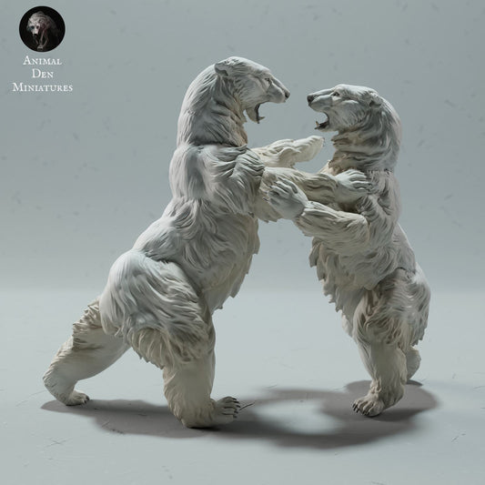 Product photo Animal Figure Diorama, Model Building: 0: Wild Animal Figure: Fighting Polar Bears – Polar Bear Duo (Ref 01_01_25)