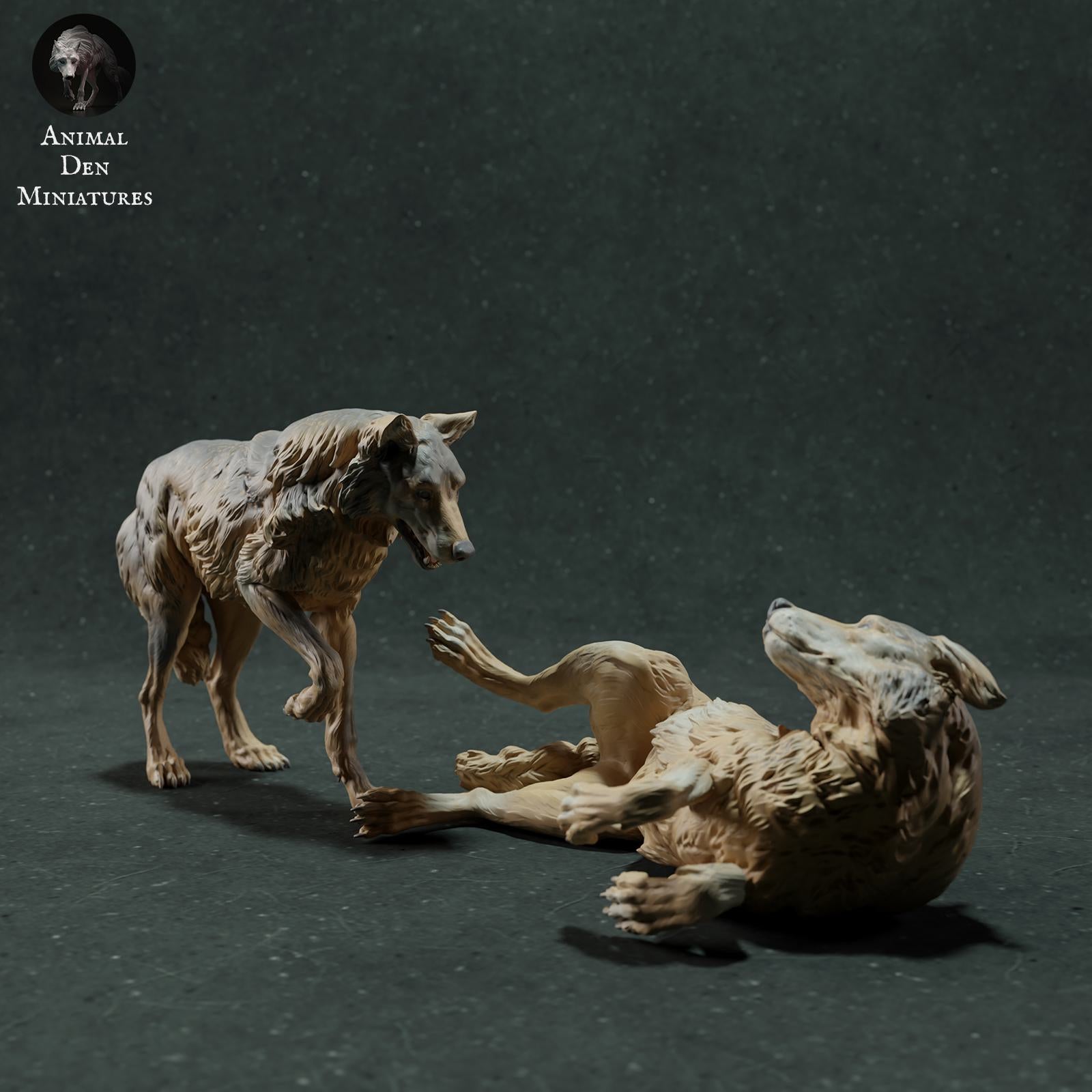 Product photo Animal Figure Diorama, Model Building: 0: Wild Animal Figure: Iberian Wolves – Playful Scene (Ref 01_01_29)