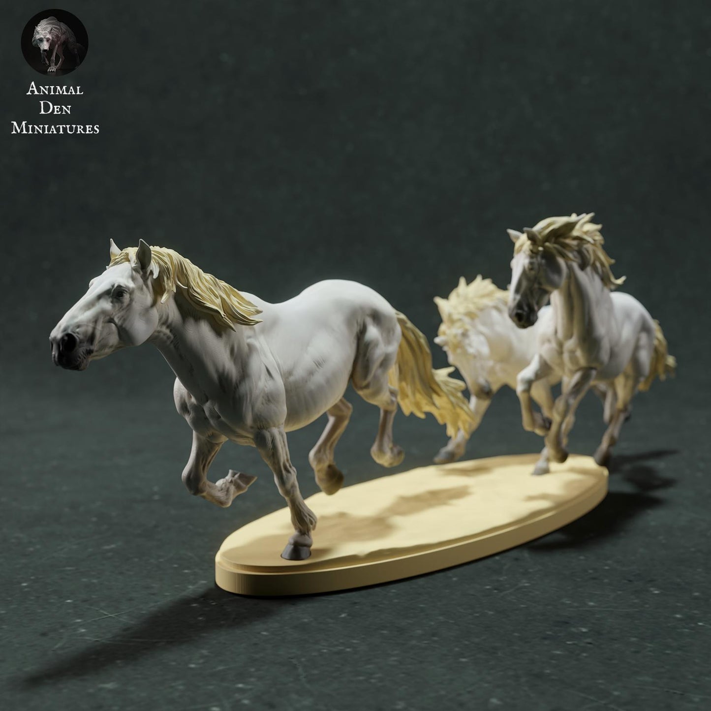 Product photo Animal Figure Diorama, Model Building: 0: Wildlife Figure: running Camargue Horses (Ref 01_01_73)