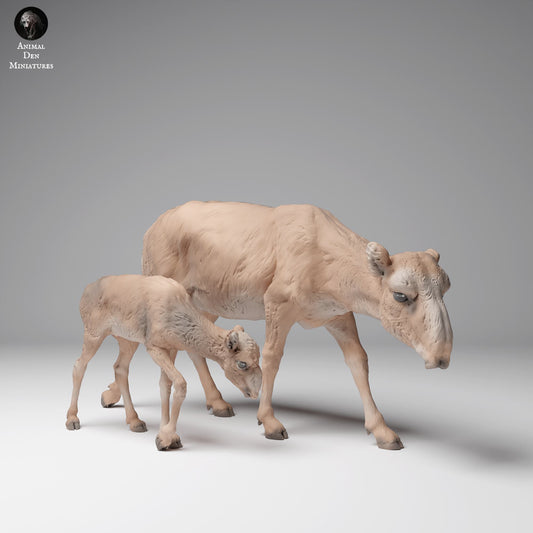 Product photo Animal Figure Diorama, Model Building: 0: Wild Animal Figure: Mongolian Saiga – Female and Calf (Ref 24_12_09)