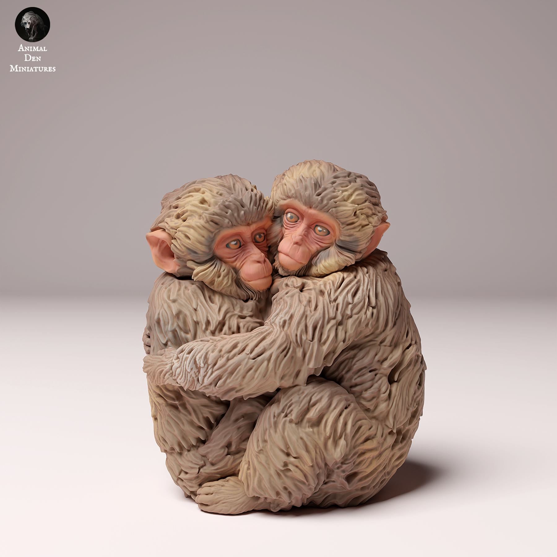 Product photo Animal Figure Diorama, Model Building: 0: Wildlife Figure: Japanese Macaque Babies – Embrace (Ref 24_10_06)
