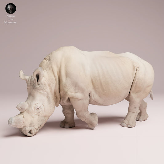 Product photo Animal Figure Diorama, Model Building: 0: Wildlife Figure: Feeding Northern White Rhino – pre-made (Ref 25_07_01)