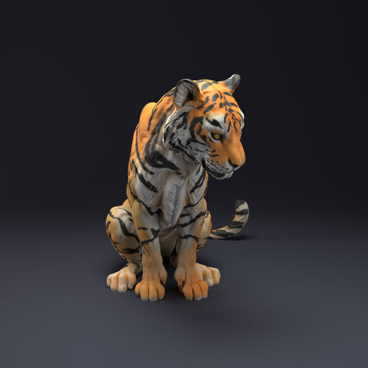 Product photo Animal Figure Diorama, Model Building: 0: Wild Animal Figure: Sitting Bengal Tiger (Ref 01_01_36)