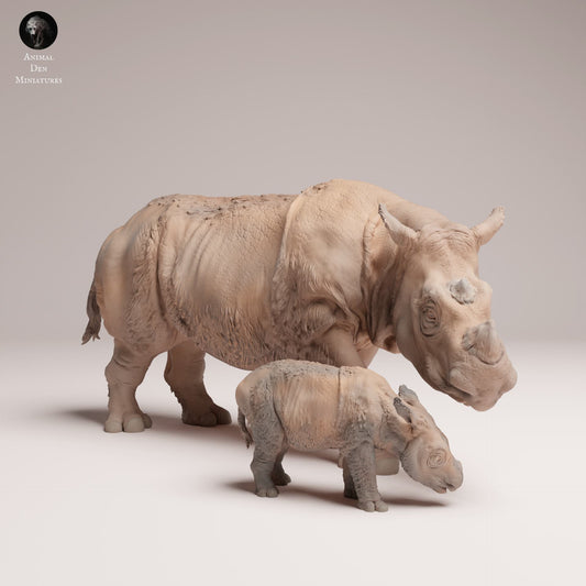 Product photo Animal Figure Diorama, Model Building: 0: Wildlife Figure: Sumatran Rhinoceros – Female with Calf (Ref 25_03_05)