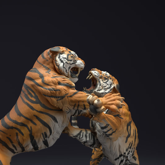 Product photo Animal Figure Diorama, Model Building: 0: Wild Animal Figure: Fighting Bengal Tigers – Diorama Accessories (Ref 01_01_37)