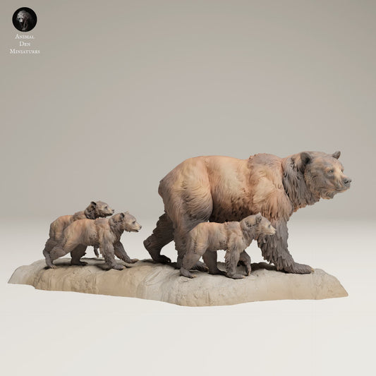 Product photo Animal Figure Diorama, Model Building: 0: Wildlife Figures: Grizzly Family – Bear Diorama Set (Ref 25_06_05)
