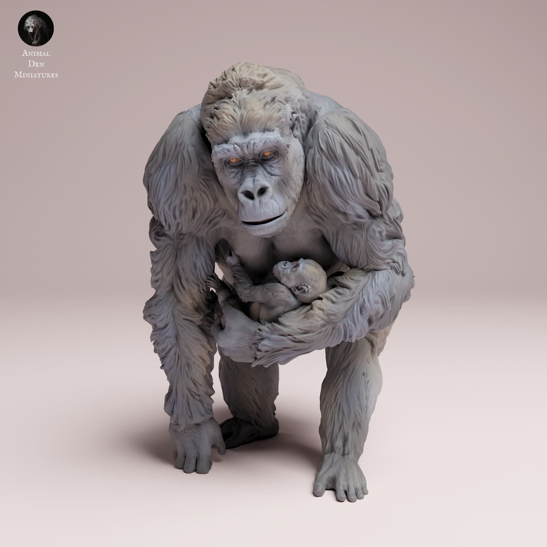 Product photo Animal Figure Diorama, Model Building: 0: Jungle Animal Figure: Eastern Lowland Gorilla Female with Young (Ref 25_07_10)