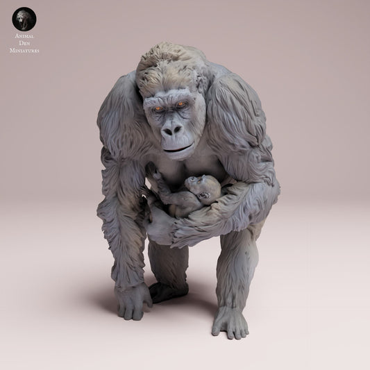 Product photo Animal Figure Diorama, Model Building: 0: Jungle Animal Figure: Eastern Lowland Gorilla Female with Young (Ref 25_07_10)