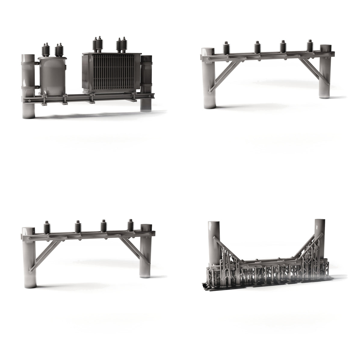 Diorama model-building product photo 3: Diorama infrastructure: concrete utility pole with power transformer assembly (Ref. 1231D)