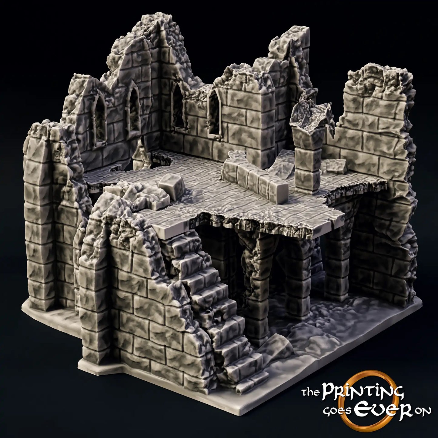 Product photo Tabletop 28mm The Printing Goes Ever On (TPGEO) 0: Ruin E - Debris of a medieval town - Destroyed house