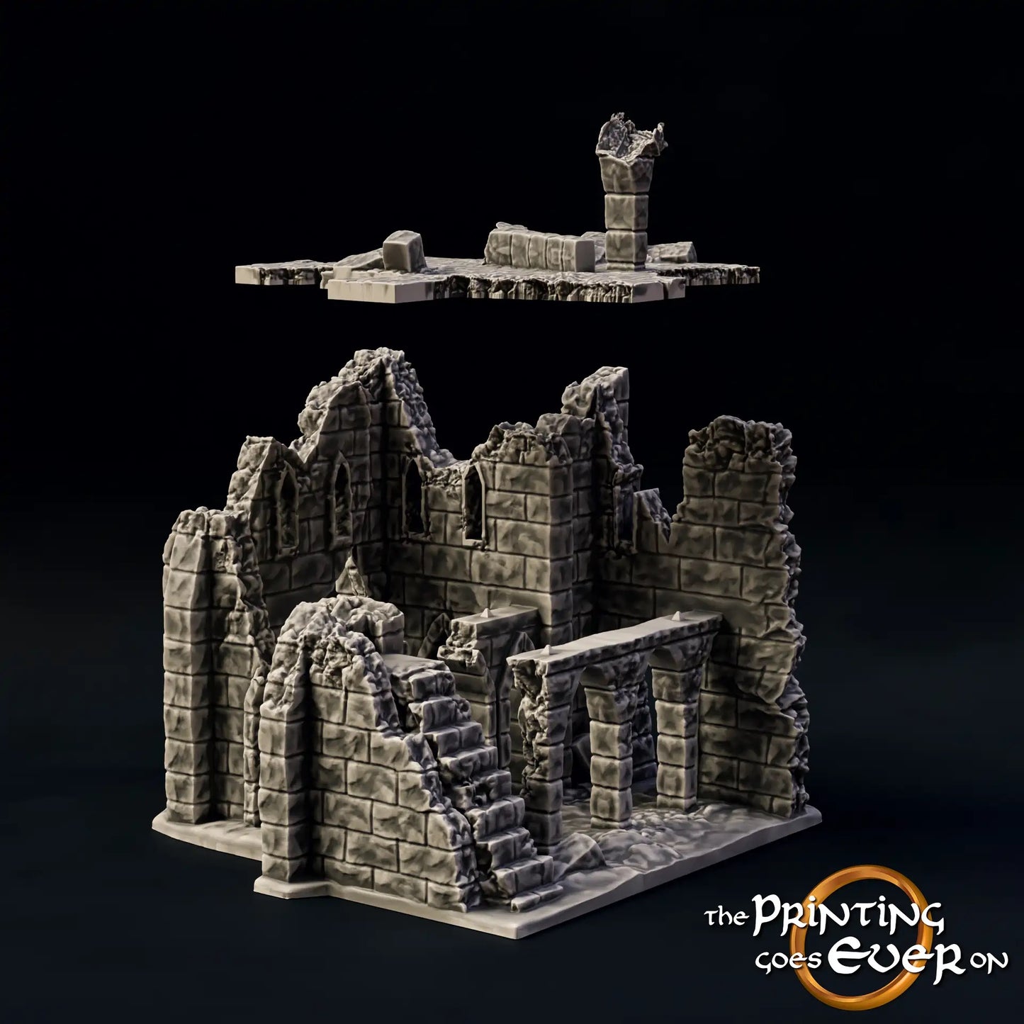 Product photo Tabletop 28mm The Printing Goes Ever On (TPGEO) 0: Ruin E - Debris of a medieval town - Destroyed house