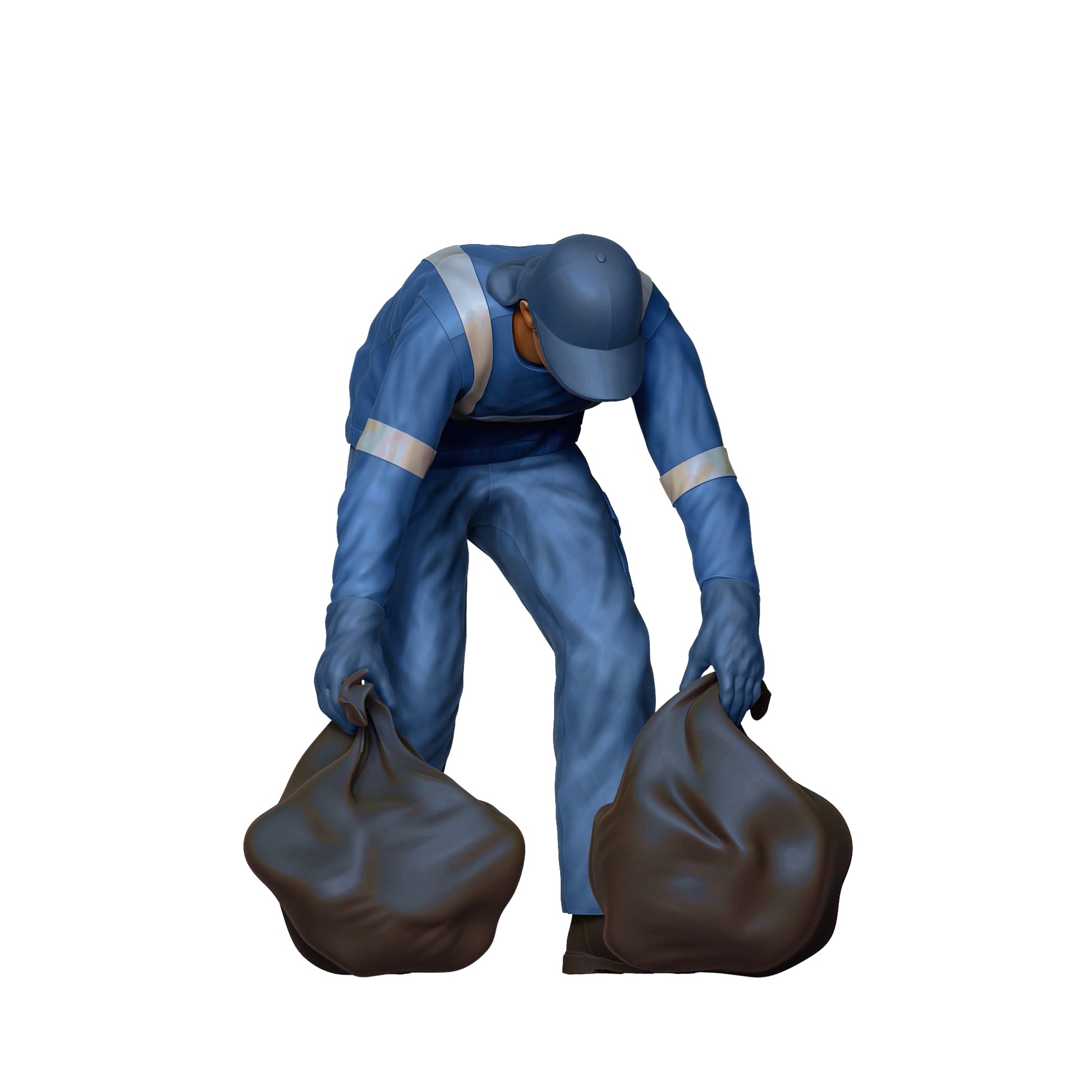 Product photo diorama and model building miniature figure: Garbage Collection Team - Garbage Man with Trash Bag 1
