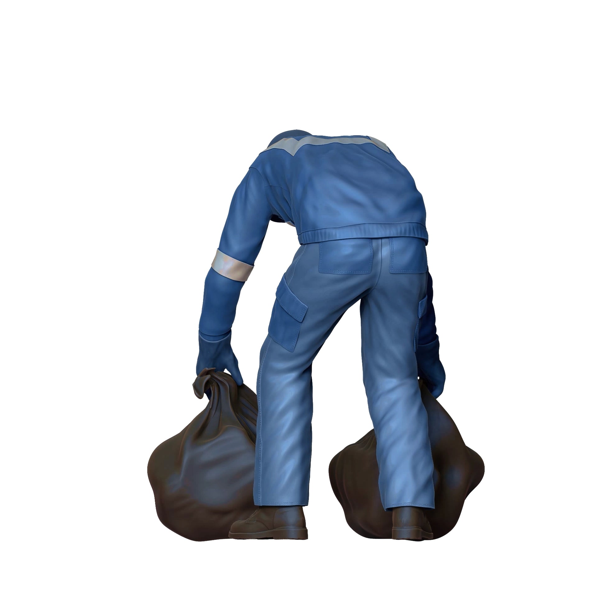Product photo diorama and model building miniature figure: Garbage Collection Team - Garbage Man with Trash Bag 1