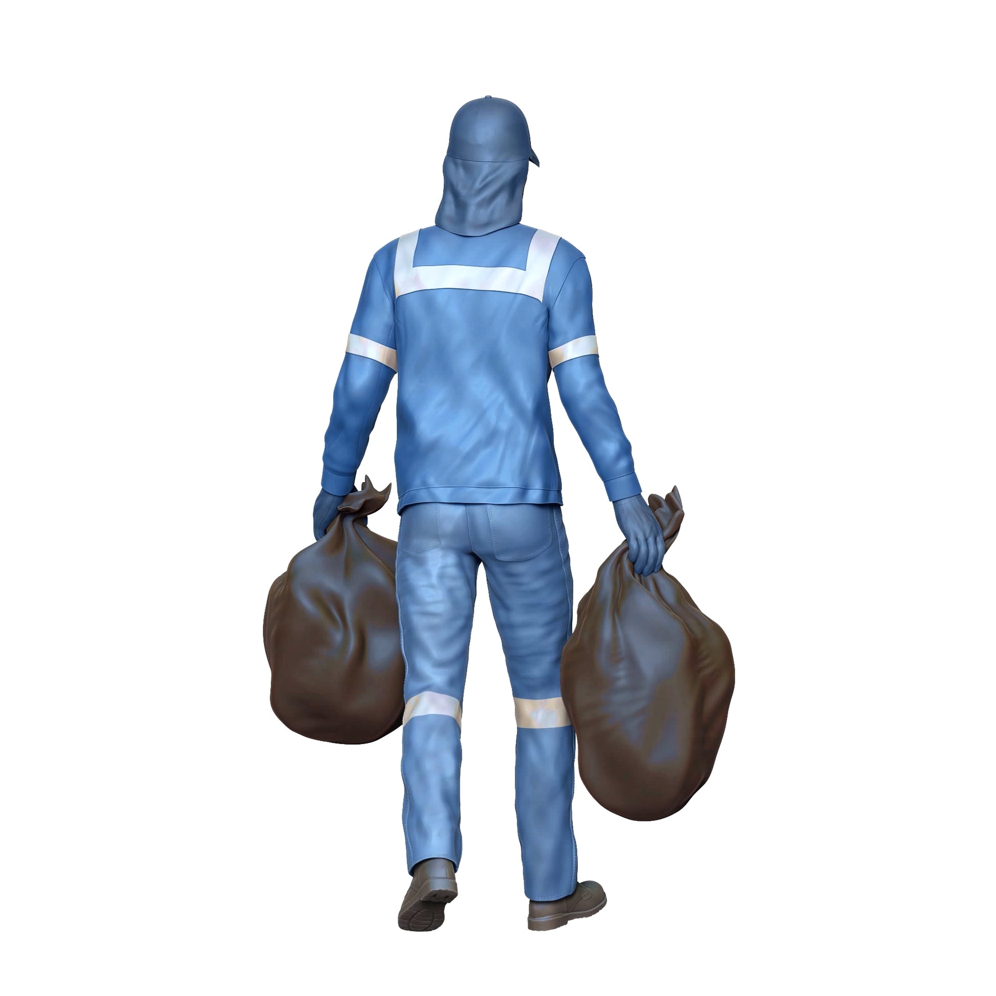 Product photo diorama and model building miniature figure: Garbage collection team - Garbage man with trash bag 2