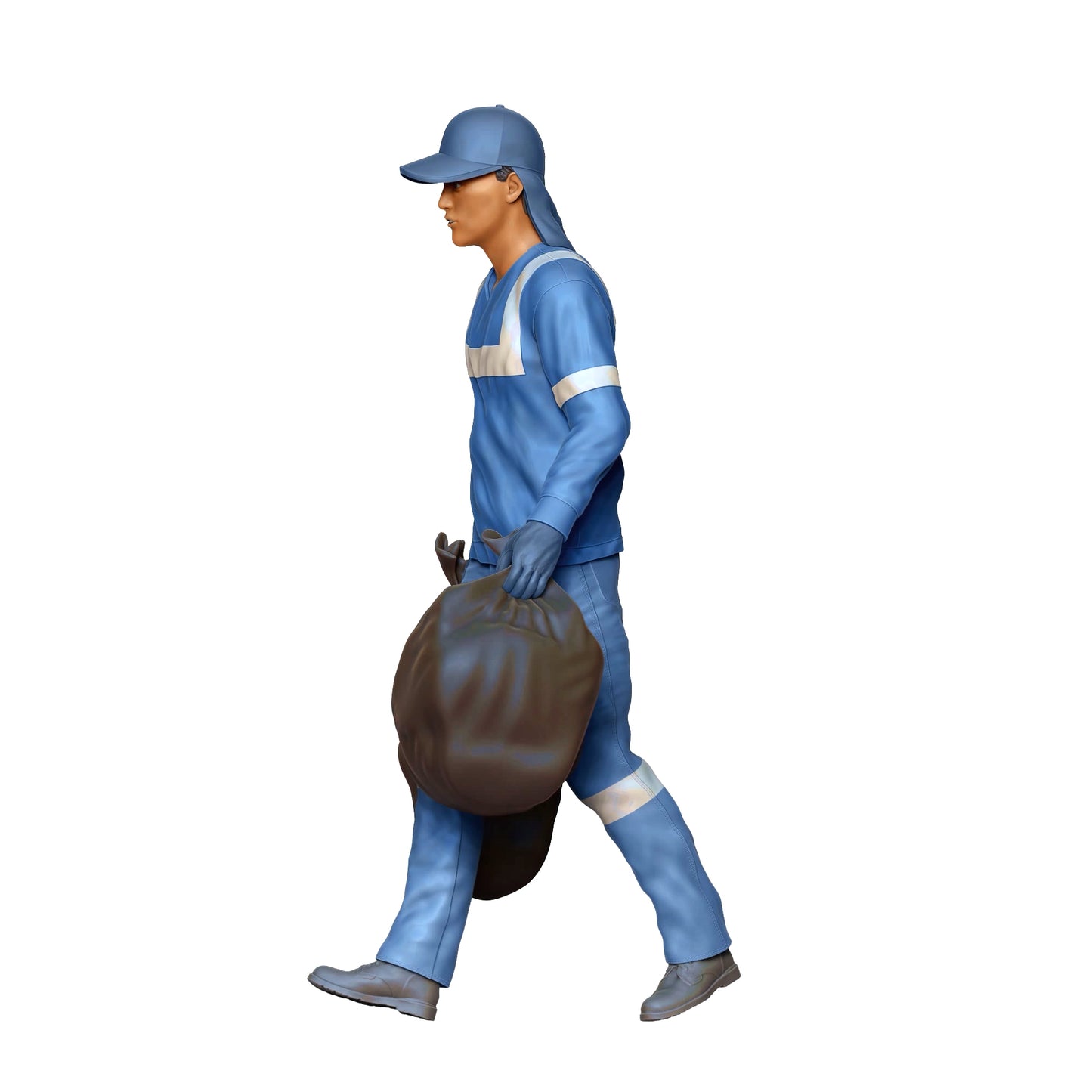 Product photo diorama and model building miniature figure: Garbage collection team - Garbage man with trash bag 2
