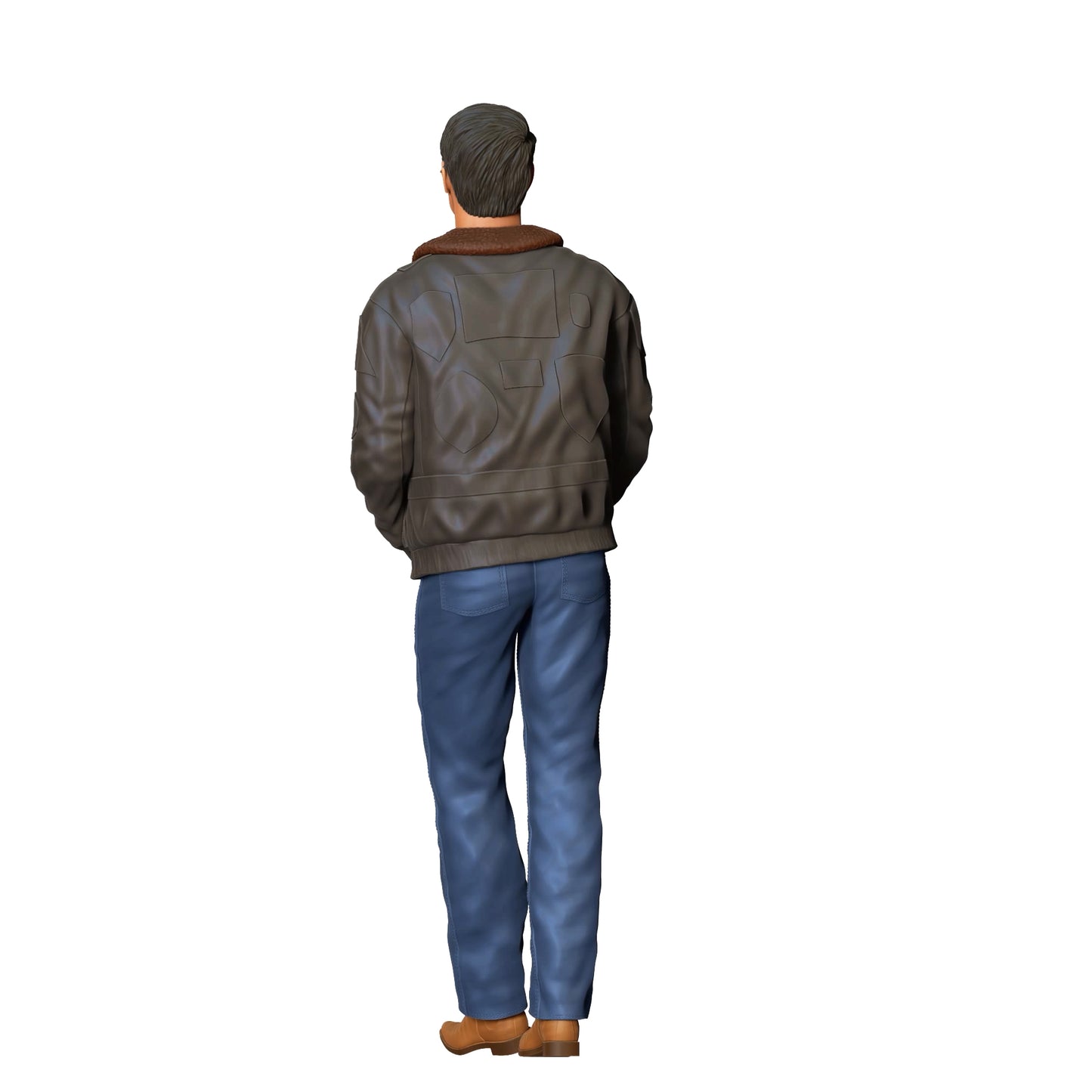 Product photo diorama and model building miniature figure: Pilot - man with sunglasses and leather jacket