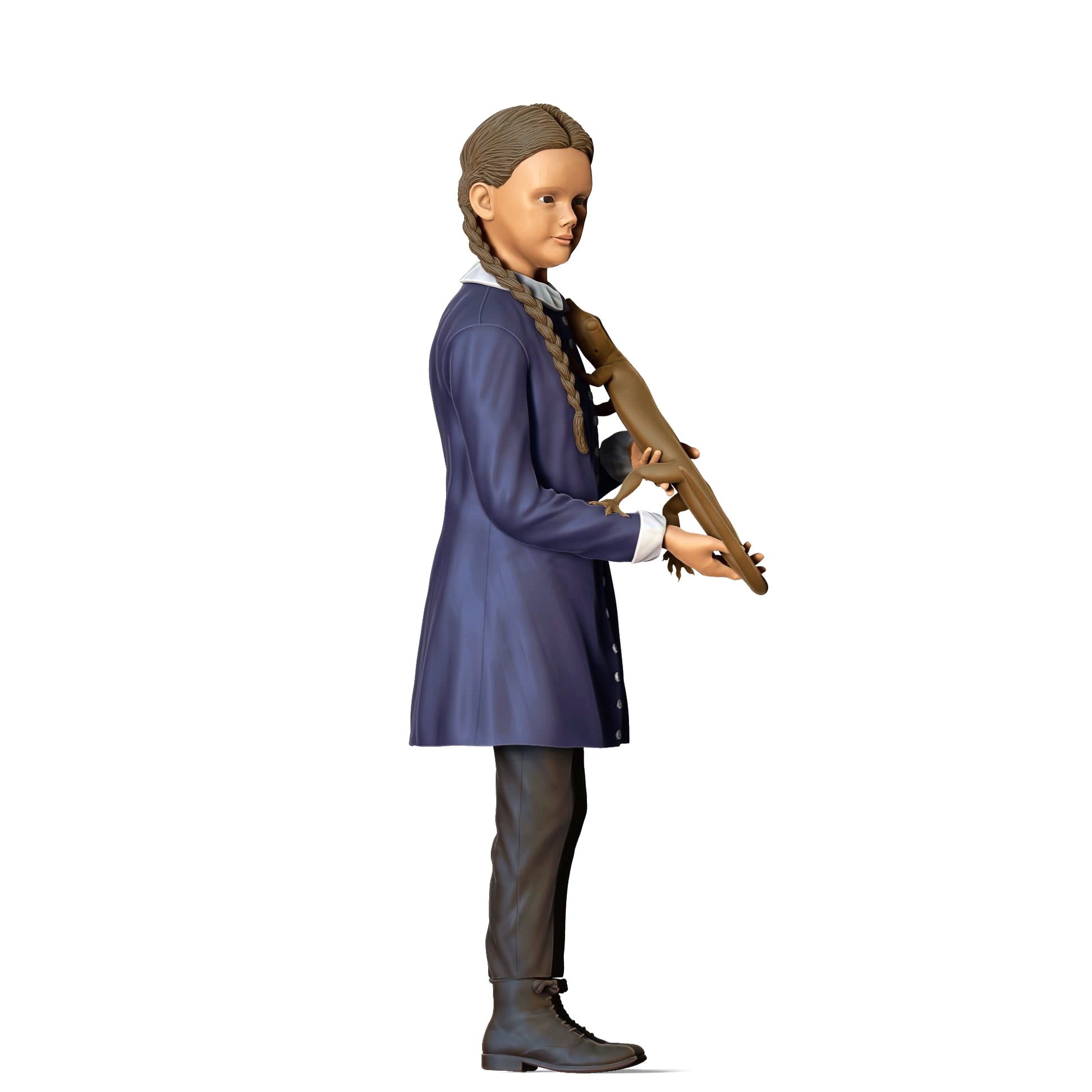 Product photo diorama and model building miniature figure: Horror family - girl with lizard as pet