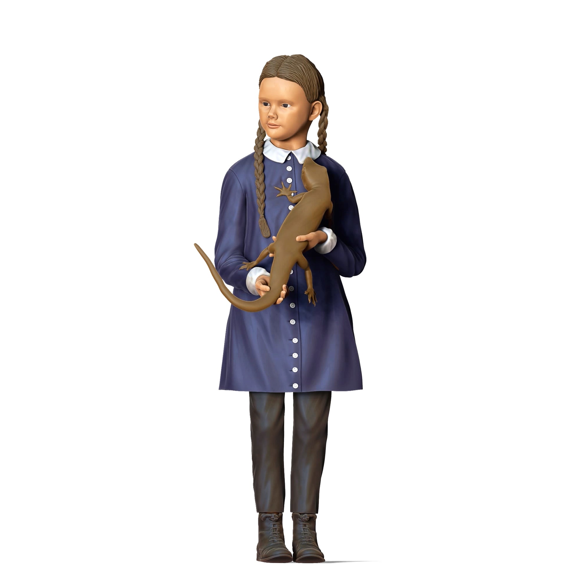 Product photo diorama and model building miniature figure: Horror family - girl with lizard as pet