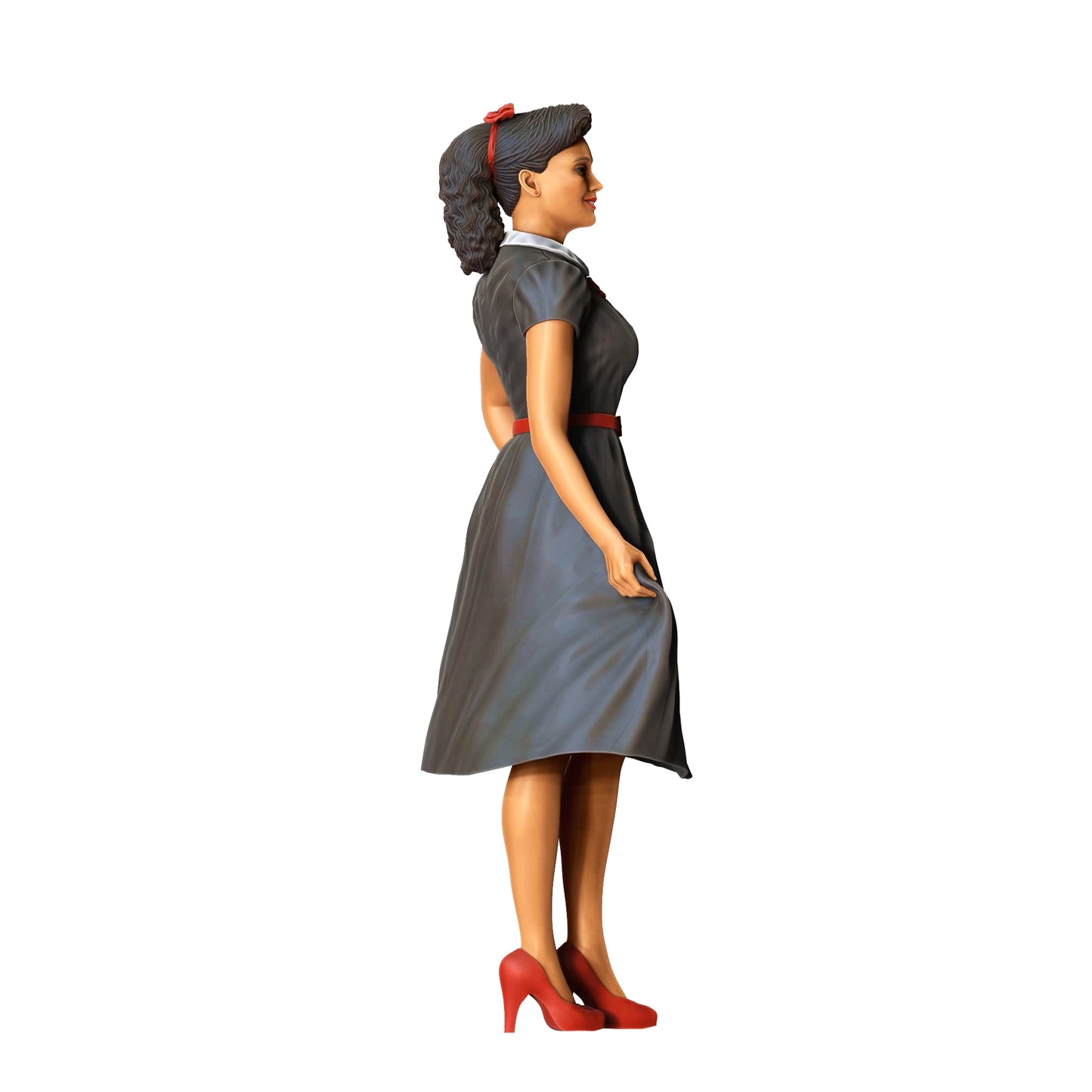 Product photo diorama and model building miniature figure: Woman in dress - Rockabilly Style Rock n Roll
