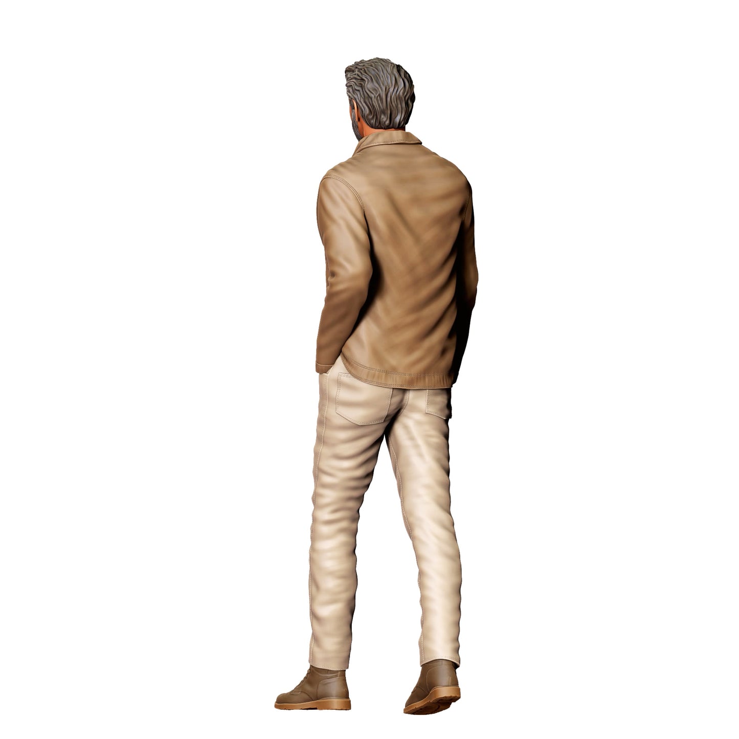 Diorama Modellbau Produktfoto 0: Älterer Mann in Jacke – Figur in Bewegung mit Bart (Ref. Nr. 420)