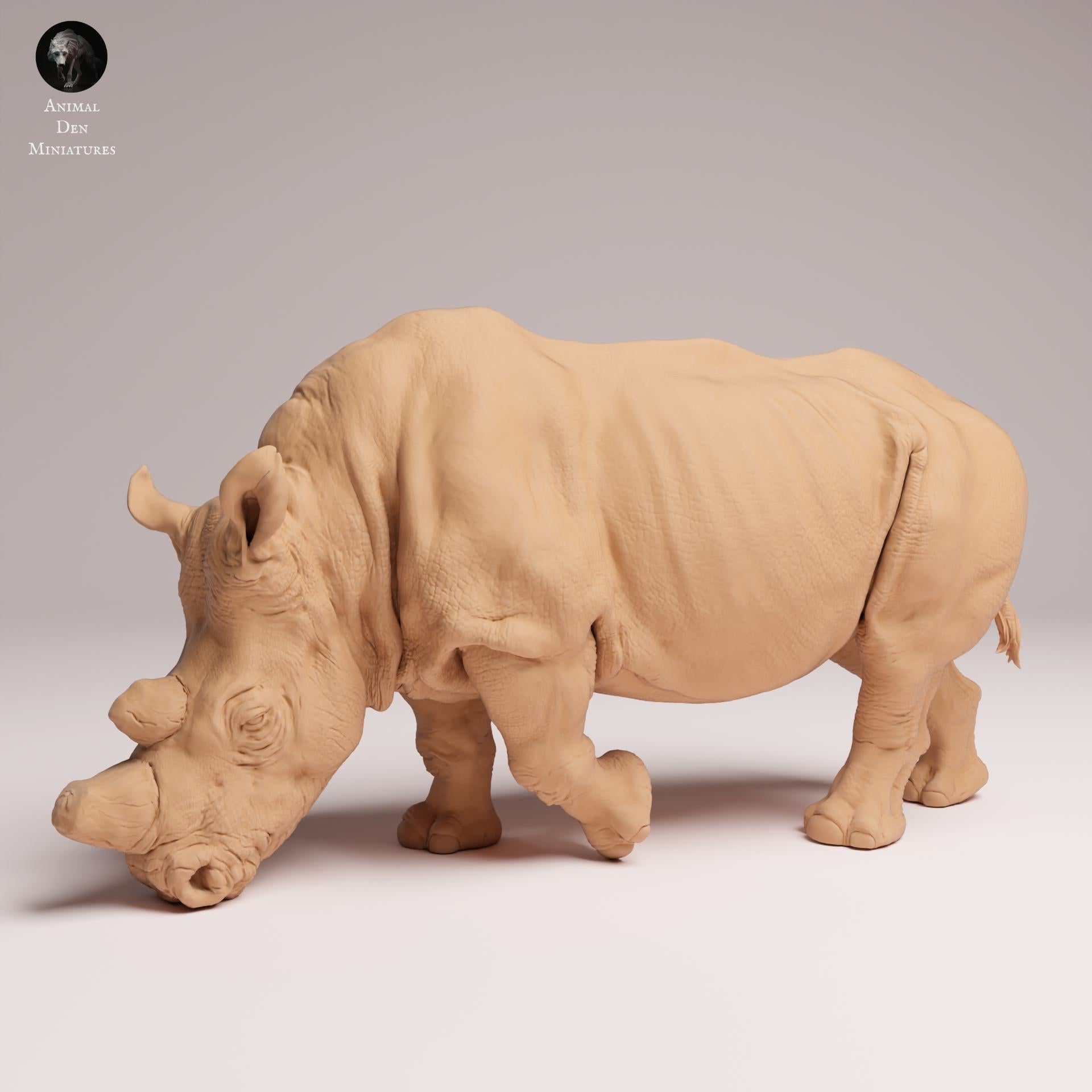 Product photo Animal Figure Diorama, Model Building: 0: Wildlife Figure: Feeding Northern White Rhino – pre-made (Ref 25_07_01)