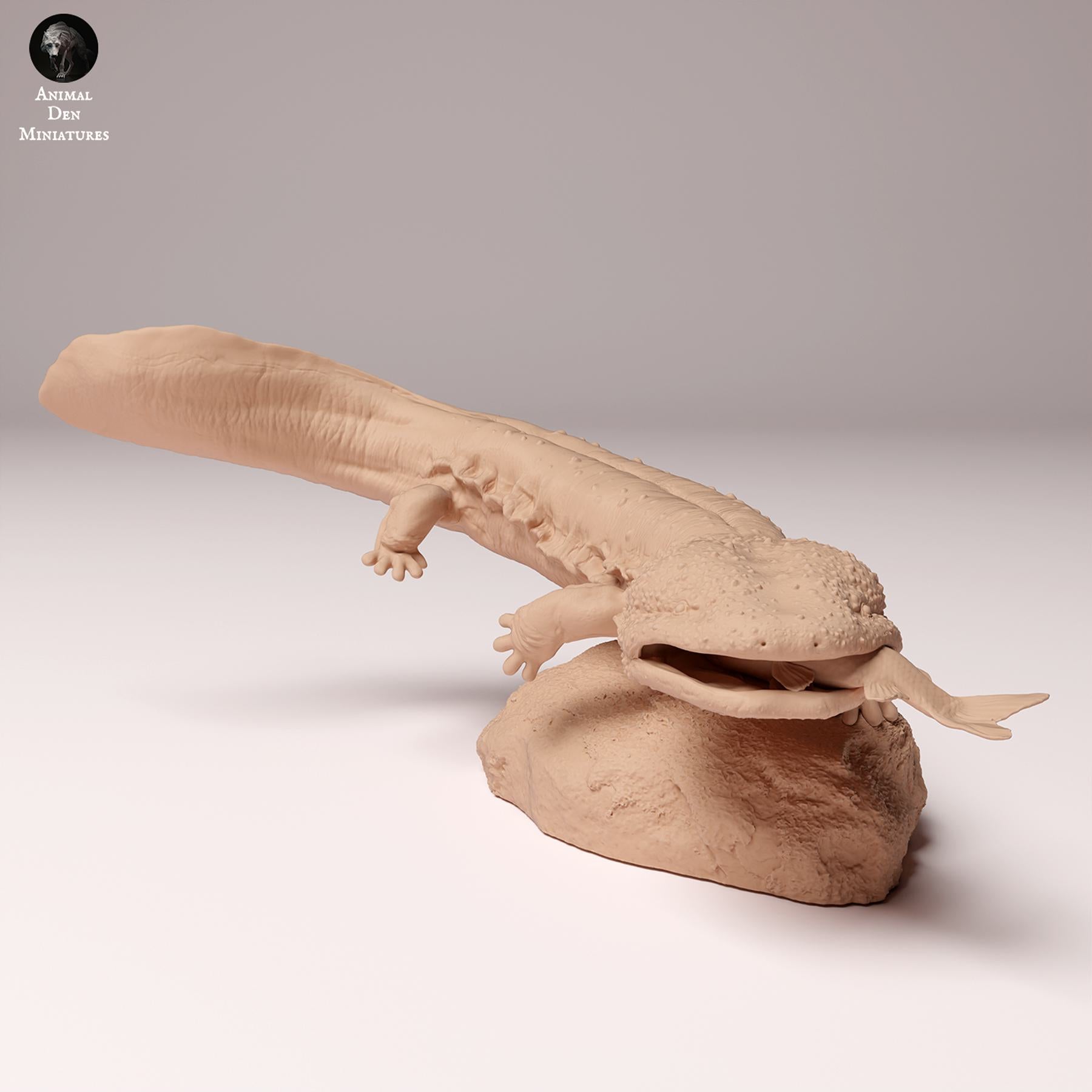 Product photo Animal Figure Diorama, Model Building: 0: Wildlife Figure: Japanese Giant Salamander with Fish (Ref 24_10_03)