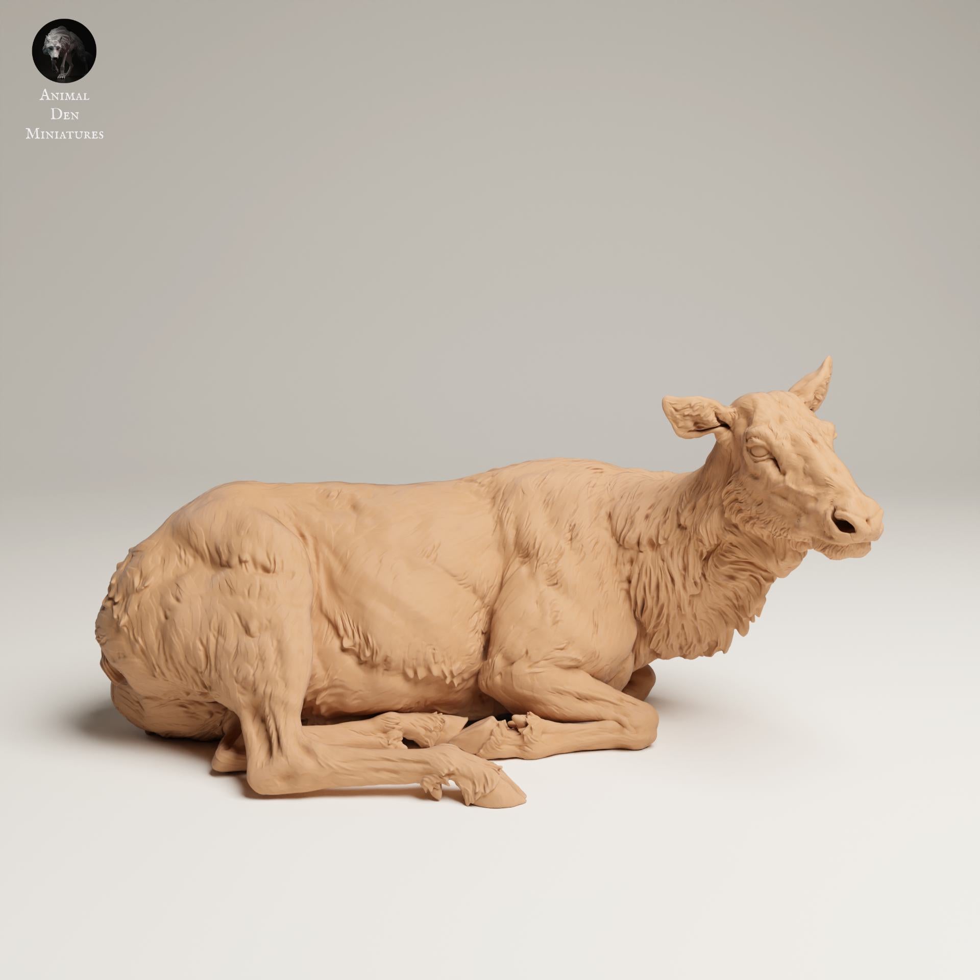 Product photo Animal Figure Diorama, Model Building: 0: Wildlife Figure: Lying Cow Moose – Rocky Mountain (Ref 25_06_14)