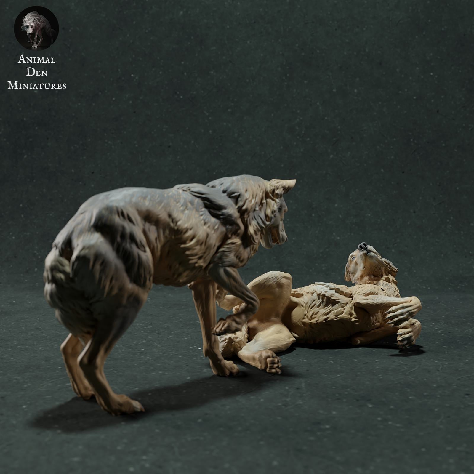 Product photo Animal Figure Diorama, Model Building: 0: Wild Animal Figure: Iberian Wolves – Playful Scene (Ref 01_01_29)