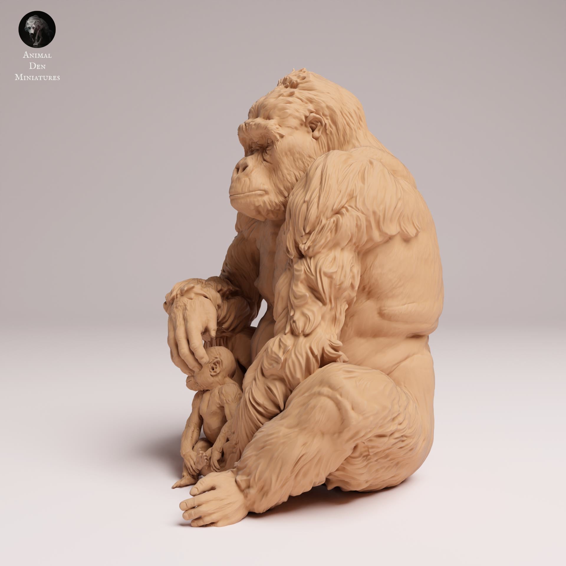 Product photo Animal Figure Diorama, Model Building: 0: Jungle Animal Figure: Sitting Eastern Lowland Gorilla Mother with Young (Ref 25_07_09)