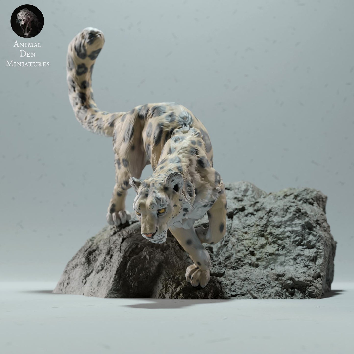 Produktfoto Tier Figur Diorama, Modellbau: 0: Wildtier Figur: Schneeleopard auf Felsen (Ref 01_01_47)